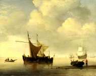 Studio of Willem van de Velde - Calm - Two Dutch Vessels